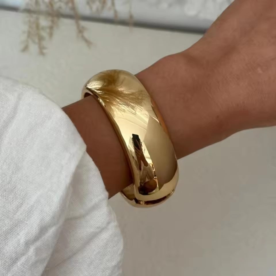 Exaggerated Smooth Irregular Wide Spring Bangles for Women