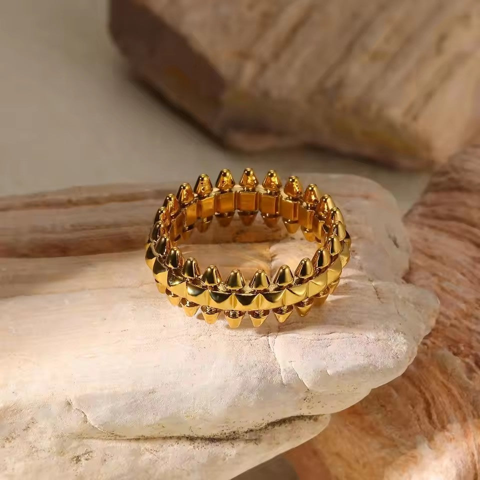 Gold Bullet Color Stainless Steel Geometric Rings