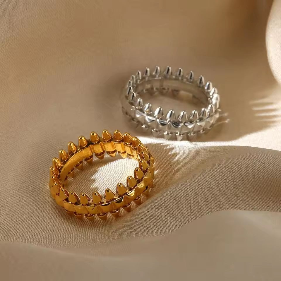 Gold Bullet Color Stainless Steel Geometric Rings