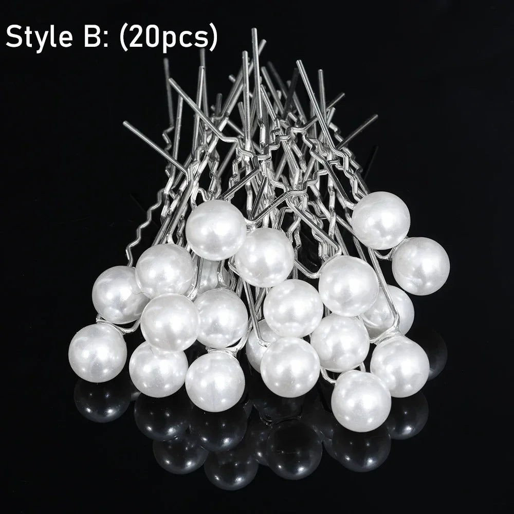 Elegant Pearl Crystal Hairpin Wedding Bridal