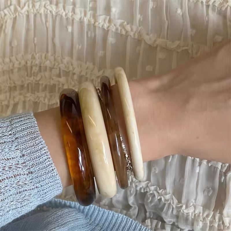 Retro Brown Resin Acrylic Marble Bangles
