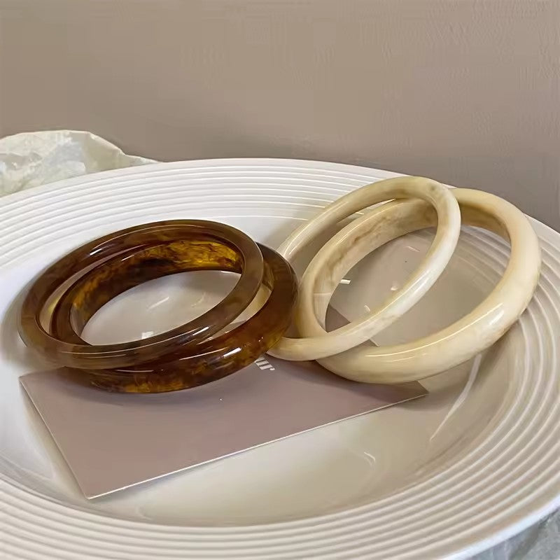 Retro Brown Resin Acrylic Marble Bangles