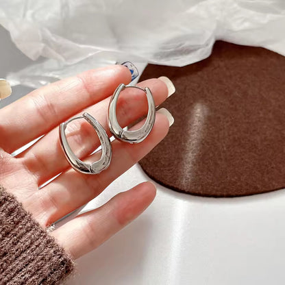 New Classic Gold Color Plated Metal Hoop Earrings
