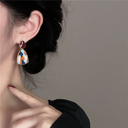 Red wine retro portuguese style earrings